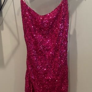 B Darlin Fuchsia Sequin Dress